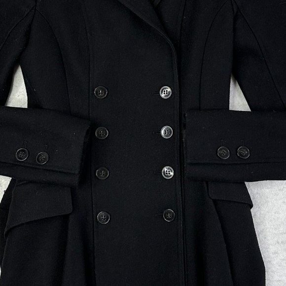 All Saints Obia Coat Size 6 Black Peplum Double Breasted Wool-Blend Gwen RARE - Picture 5 of 13